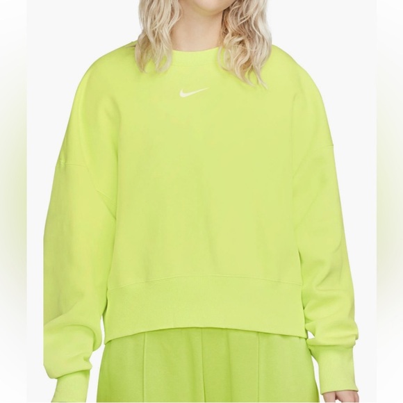 Nike Other - Phoenix Fleece Crewneck Sweatshirt and wide leg sweatpants set lime green